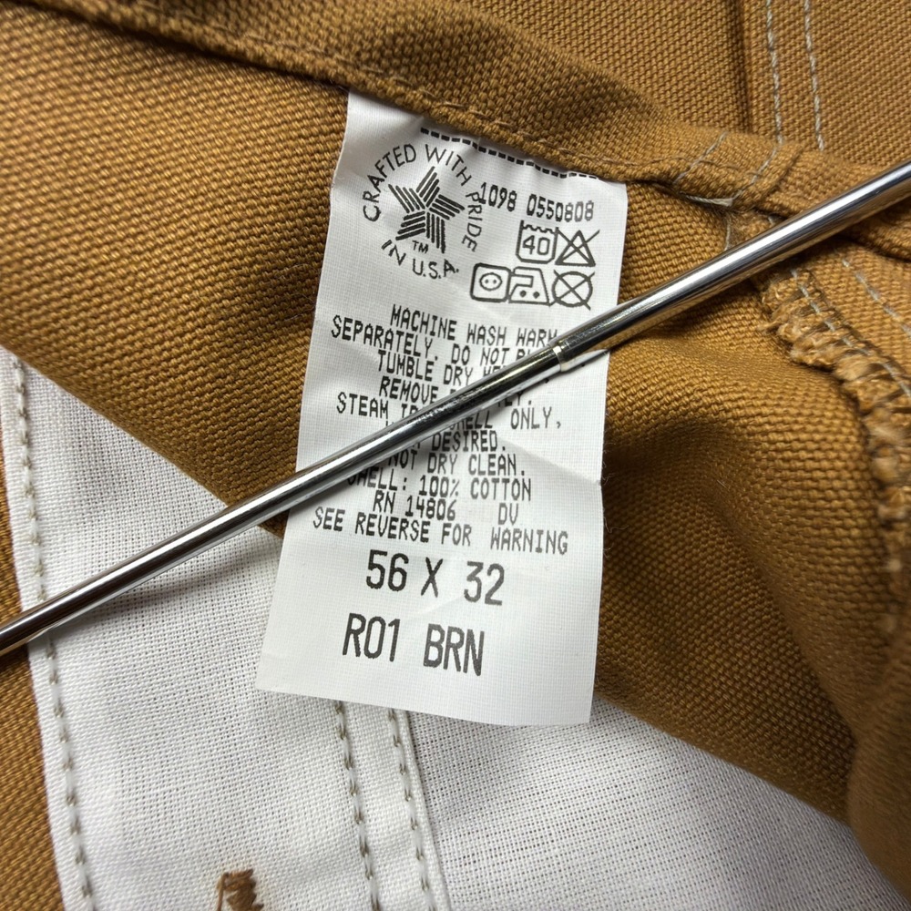 Carhartt Duck Bib Canvas Overalls Mens 56x32 R01 BRN Brown Workwear NWT NOS - Picture 9 of 13